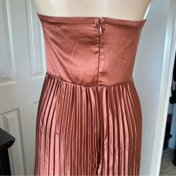 Lulu's Strapless Copper Pleated Dress - Picture 12 of 16
